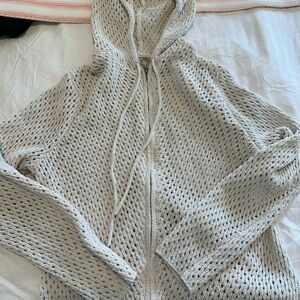 Nicole Miller Cream Hooded Cardigan